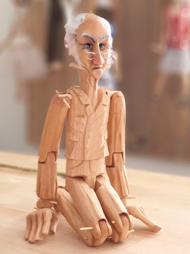 Scrooge, handgemaakte houten marionetpop.