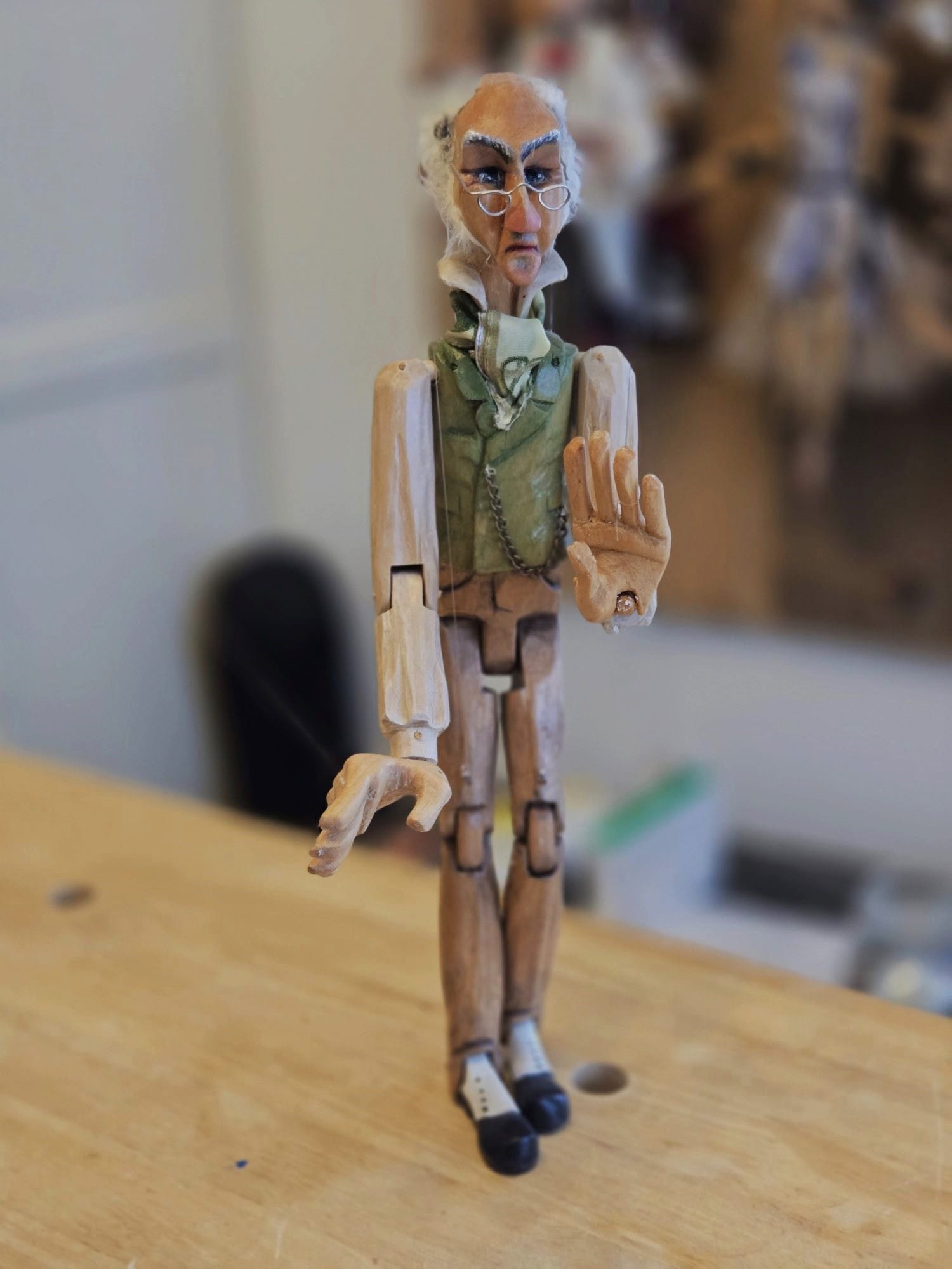 Scrooge Handgemaakte Houten Marionette - Afbeelding 5